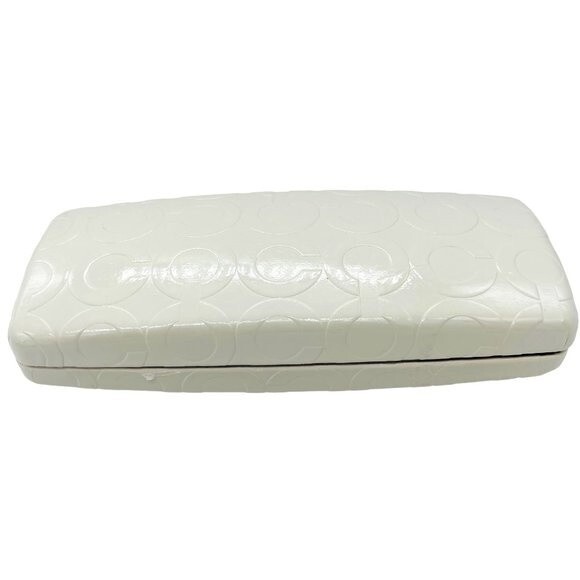 COACH White Embossed Leather Eyeglasses Sunglasses Hard Clamshell Case - Picture 1 of 11